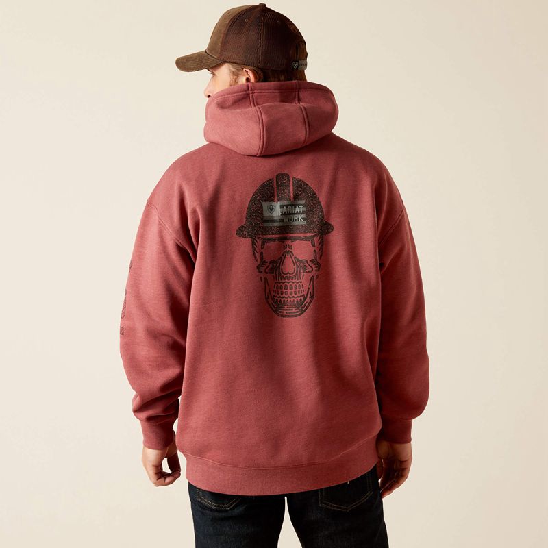 Ariat Rebar Roughneck Pullover Hoodie Roan Rouge Heather Polska | PLNGJM-952