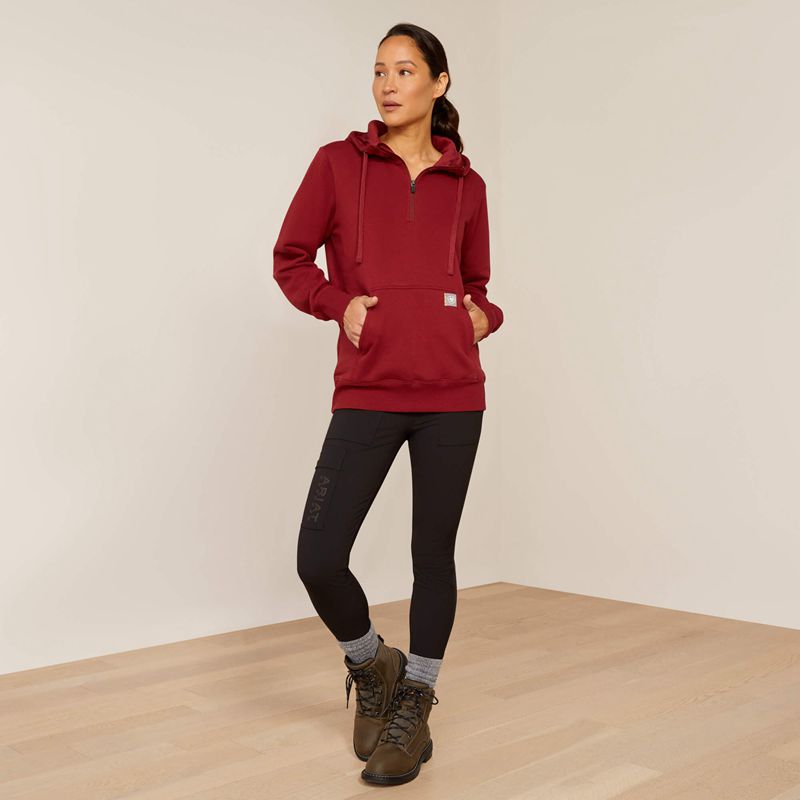 Ariat Rebar Skill Set 1/2 Zip Hoodie Cabernet Polska | LKGBRN-819