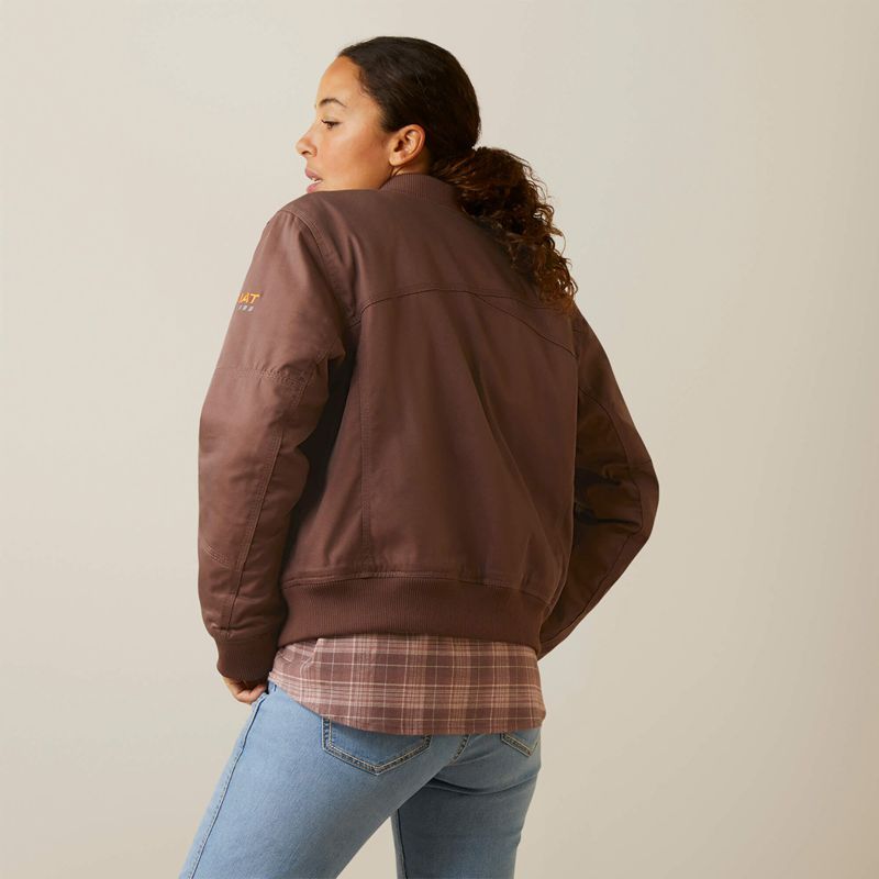 Ariat Rebar Stretch Canvas Bomber Jacket Peppercorn Polska | DXKVJH-839