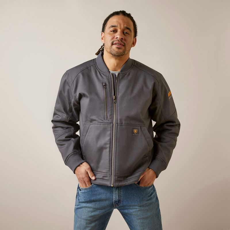 Ariat Rebar Stretch Canvas Bomber Jacket Szare Polska | PNEXDA-495