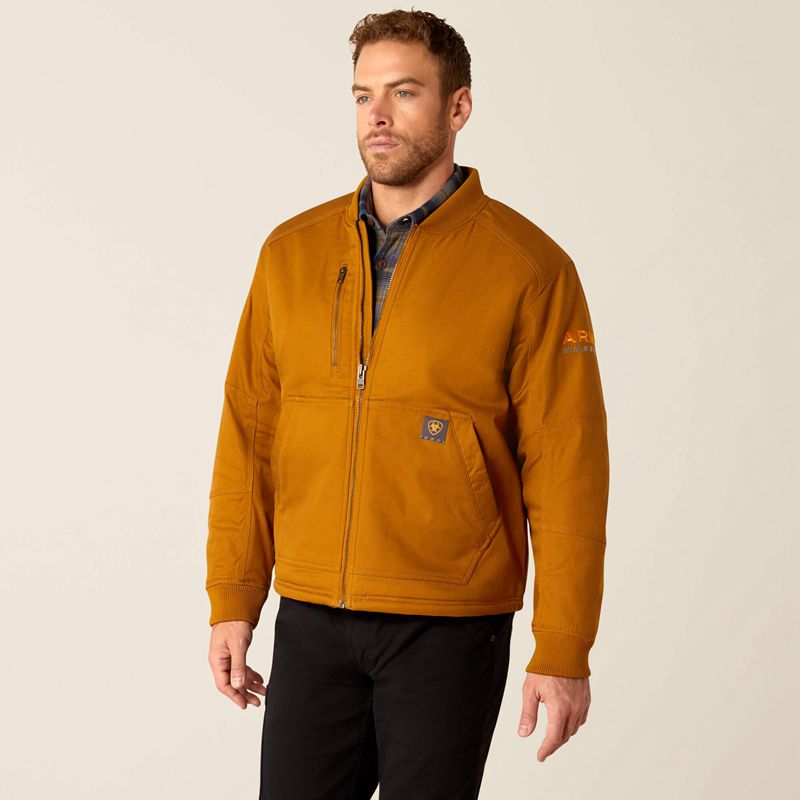 Ariat Rebar Stretch Canvas Bomber Jacket Brązowe Polska | APUNXB-378