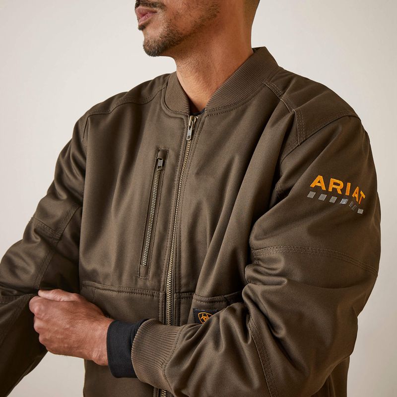 Ariat Rebar Stretch Canvas Bomber Jacket Wren Polska | SHXRZF-036