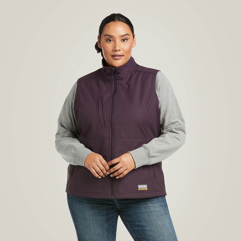 Ariat Rebar Stretch Canvas Softshell Vest Plum Perfect Polska | AVFNZT-987