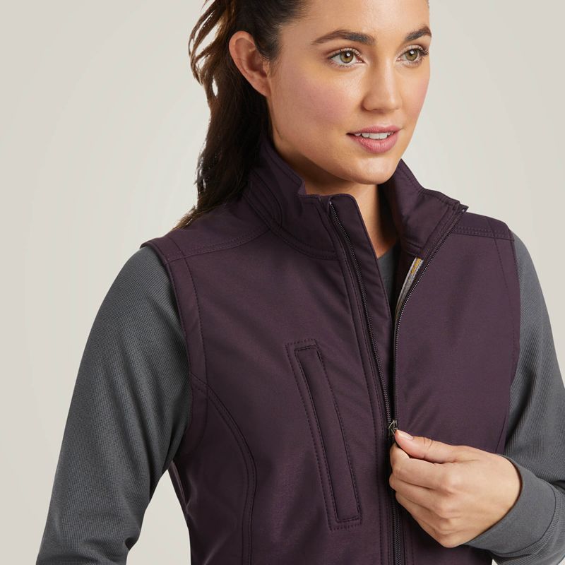 Ariat Rebar Stretch Canvas Softshell Vest Plum Perfect Polska | AVFNZT-987