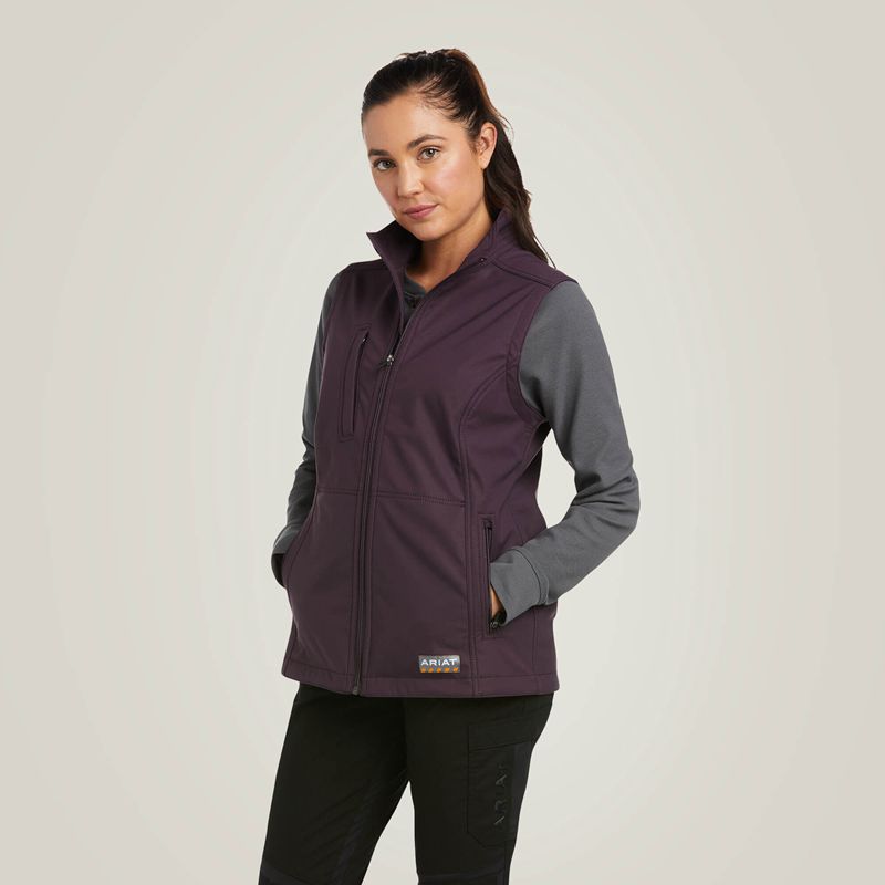 Ariat Rebar Stretch Canvas Softshell Vest Plum Perfect Polska | AVFNZT-987