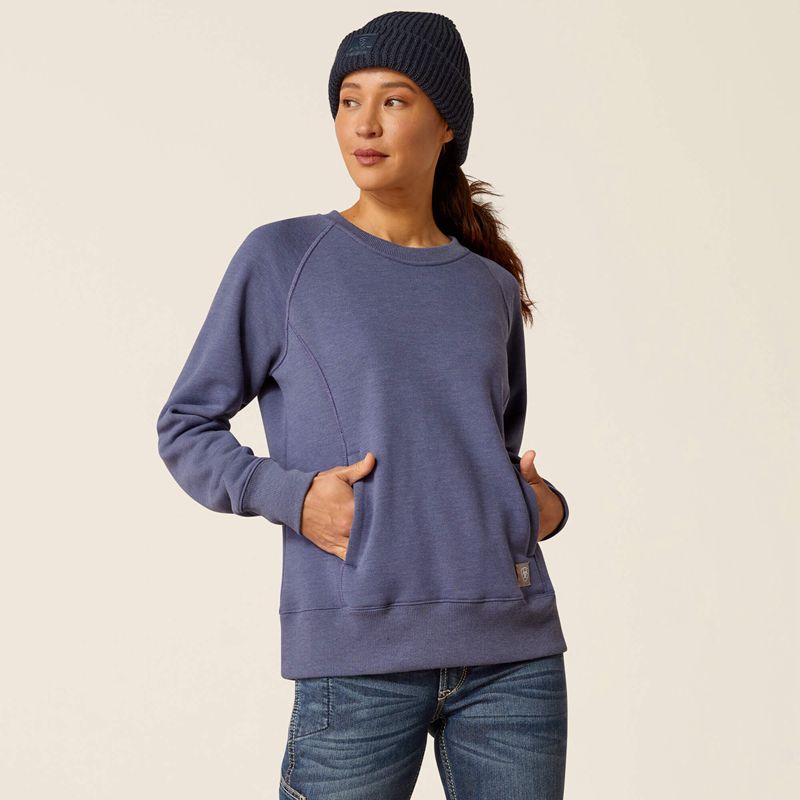 Ariat Rebar Traverse Sweatshirt Niebieskie Indygo Polska | CVRYBU-865