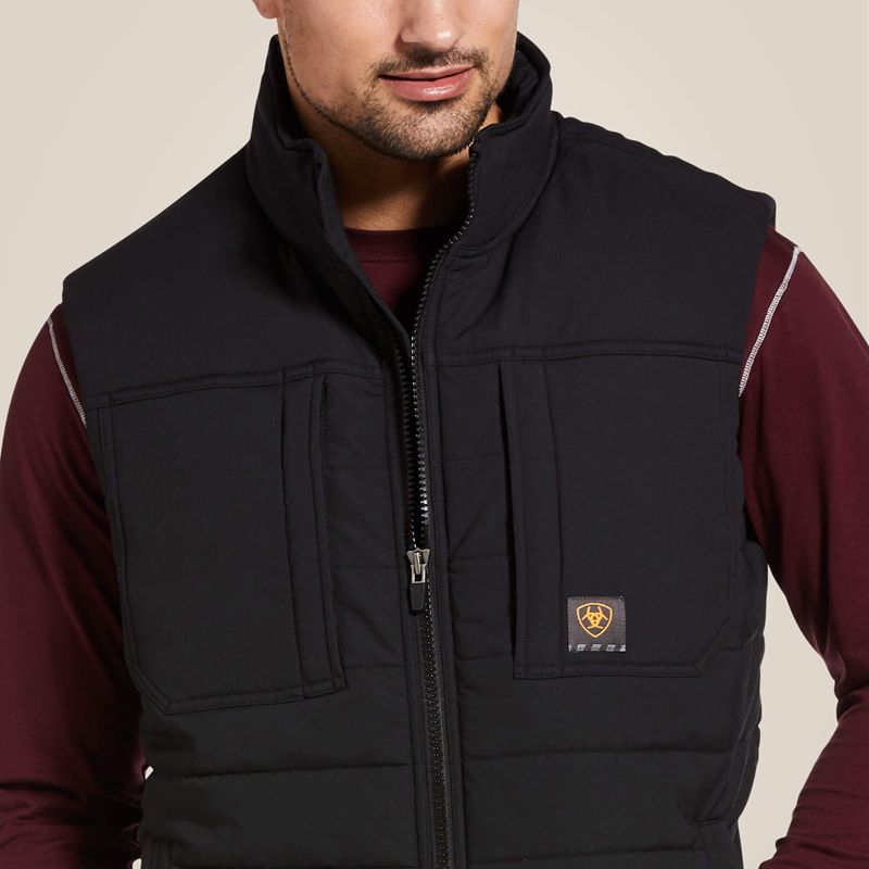 Ariat Rebar Valiant Stretch Canvas Water Resistant Insulated Vest Czarne Polska | PKYWFC-208