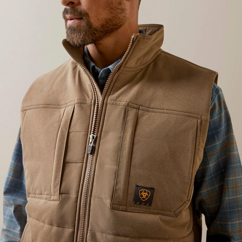 Ariat Rebar Valiant Stretch Canvas Water Resistant Insulated Vest Khaki Polska | XZSDPH-021