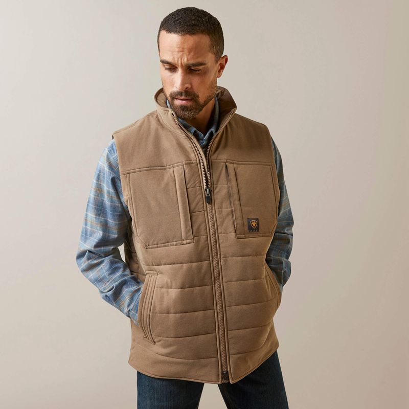 Ariat Rebar Valiant Stretch Canvas Water Resistant Insulated Vest Khaki Polska | XZSDPH-021