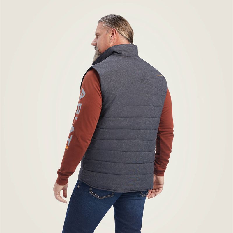 Ariat Rebar Valiant Stretch Canvas Water Resistant Insulated Vest Charcoal Heather Polska | BIELHC-401