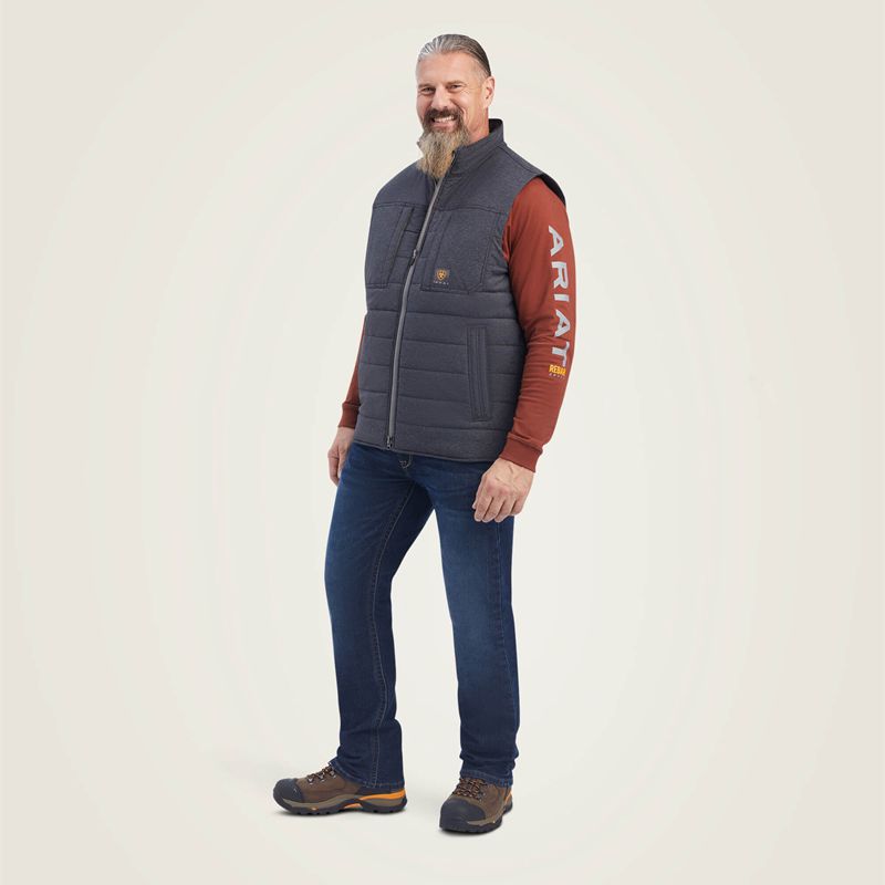 Ariat Rebar Valiant Stretch Canvas Water Resistant Insulated Vest Charcoal Heather Polska | BIELHC-401