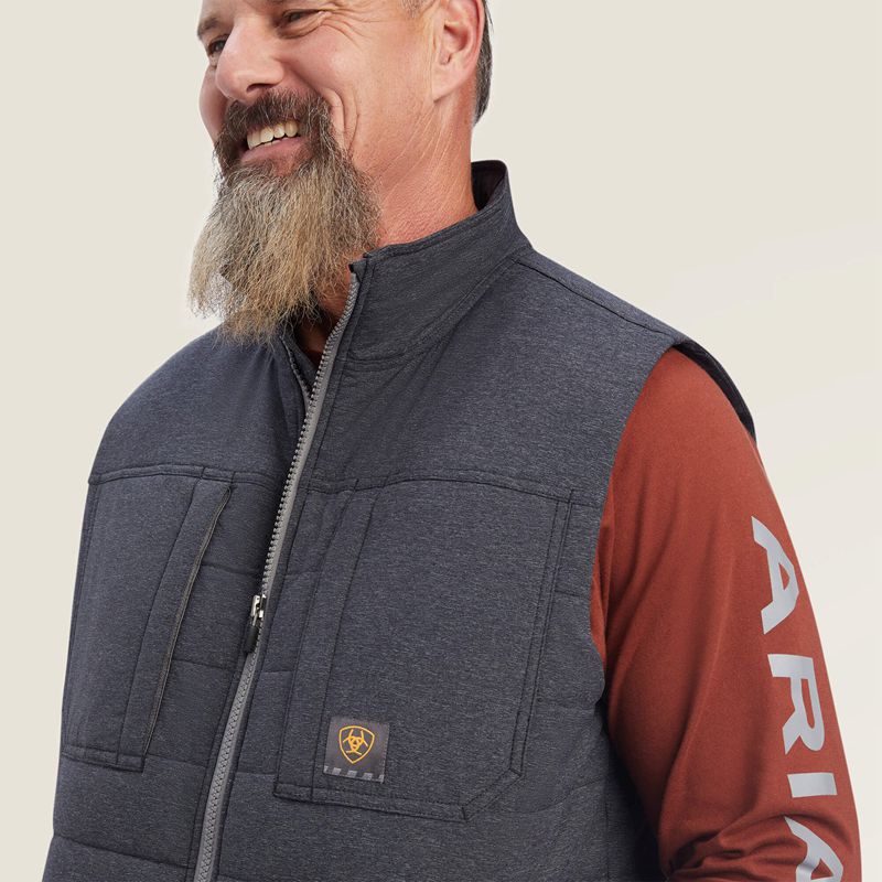 Ariat Rebar Valiant Stretch Canvas Water Resistant Insulated Vest Charcoal Heather Polska | BIELHC-401