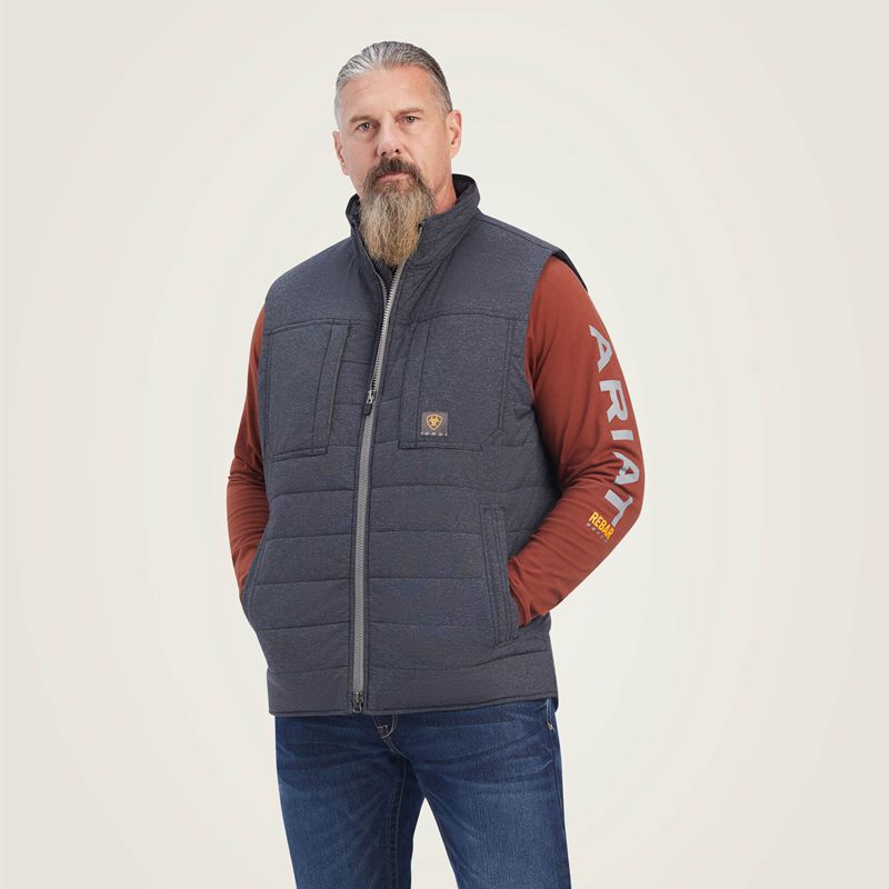 Ariat Rebar Valiant Stretch Canvas Water Resistant Insulated Vest Charcoal Heather Polska | BIELHC-401