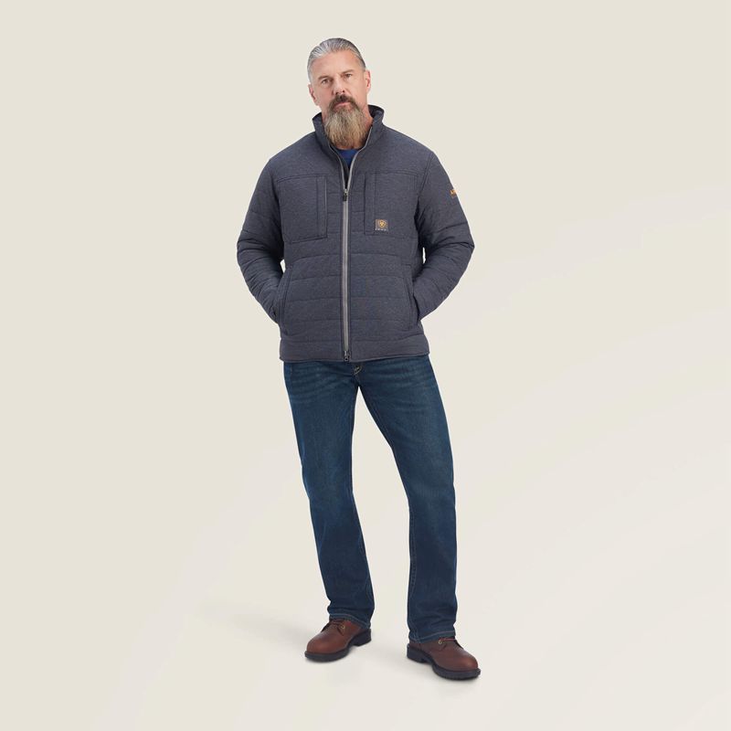 Ariat Rebar Valiant Stretch Canvas Water Resistant Insulated Jacket Charcoal Heather Polska | AKHPVG-384