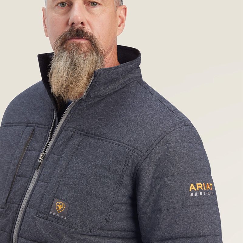 Ariat Rebar Valiant Stretch Canvas Water Resistant Insulated Jacket Charcoal Heather Polska | AKHPVG-384