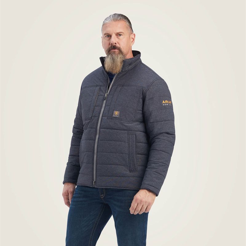 Ariat Rebar Valiant Stretch Canvas Water Resistant Insulated Jacket Charcoal Heather Polska | AKHPVG-384