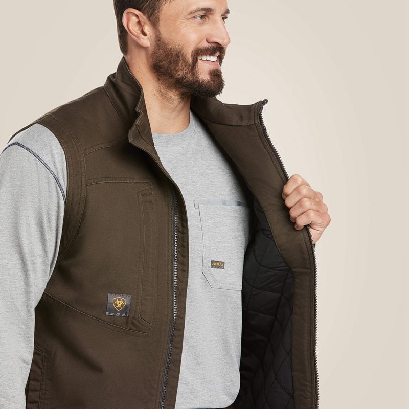 Ariat Rebar Washed Duracanvas Insulated Vest Wren Polska | OJGMLW-753