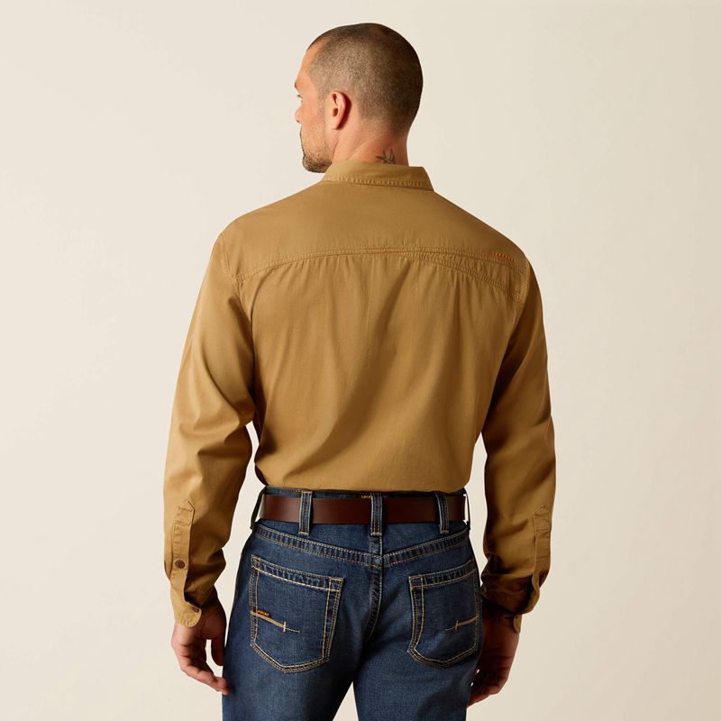 Ariat Rebar Washed Twill Work Shirt Khaki Polska | LCSHQP-462