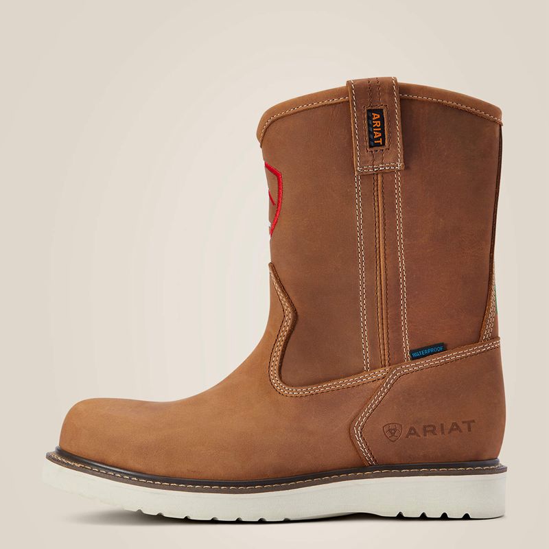 Ariat Rebar Wedge Orgullo Mexicano Waterproof Work Boot Aged Honey Polska | BIYJXN-984