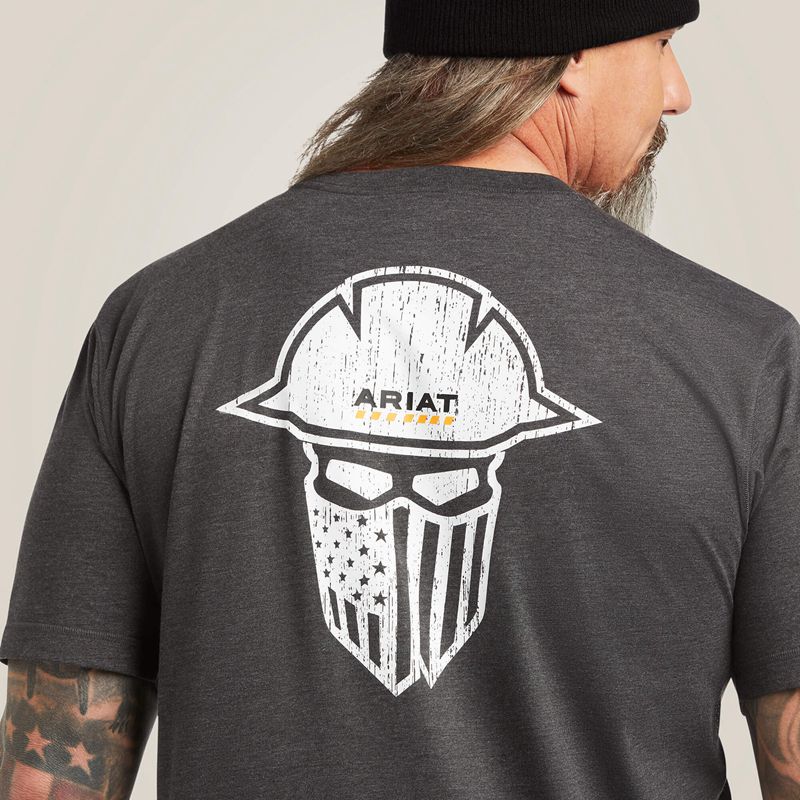 Ariat Rebar Workman Full Cover T-Shirt Charcoal Heather Polska | QXZJEL-047