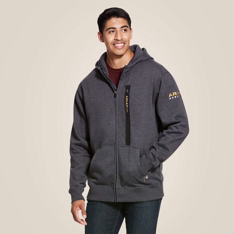 Ariat Rebar Workman Full Zip Hoodie Charcoal Heather Polska | JMTYES-206