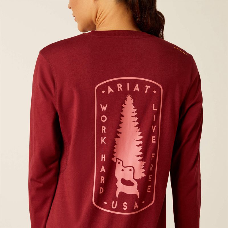 Ariat Rebar Workman Tree Saw T-Shirt Cabernet Polska | FCKVHQ-236