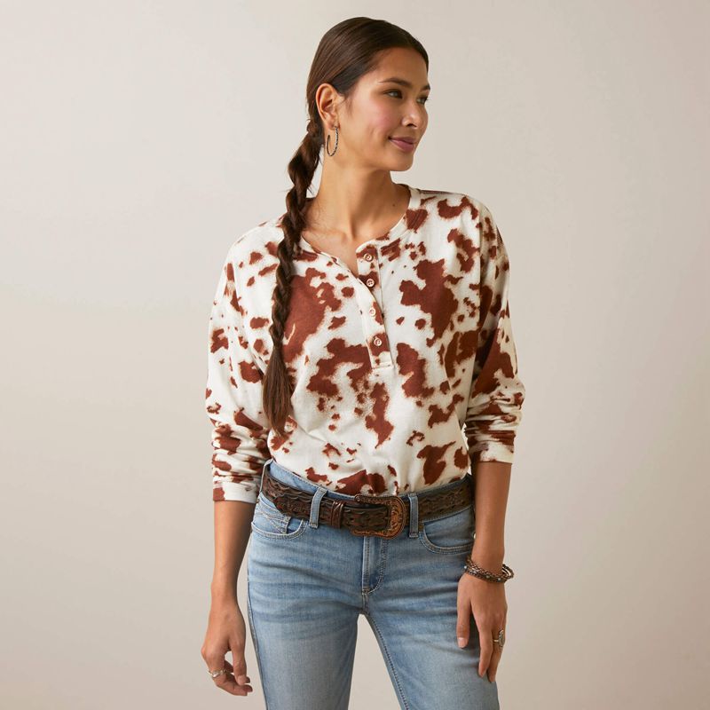 Ariat Relaxed Henley Top Paint Polska | PHKVTZ-486