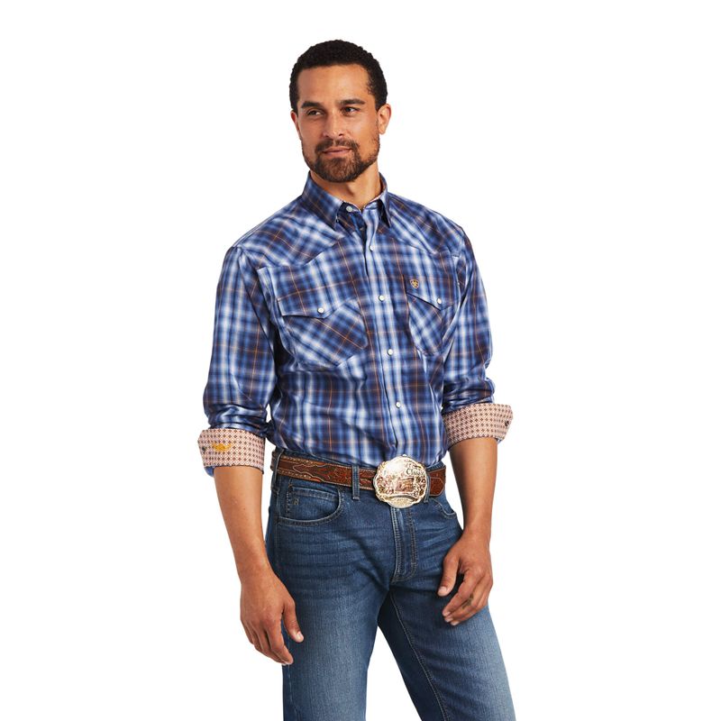 Ariat Relentless Inexorable Stretch Classic Fit Snap Shirt Niebieskie Polska | LVKFXZ-139