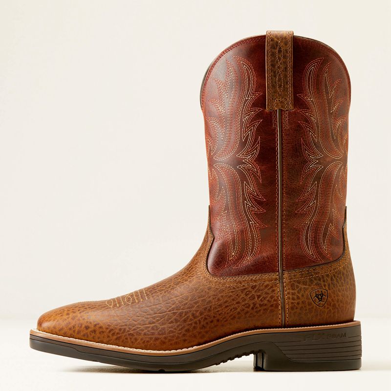 Ariat Ridgeback Cowboy Boot Tan Bull Emboss/Orange Rust Polska | HXPIQE-098