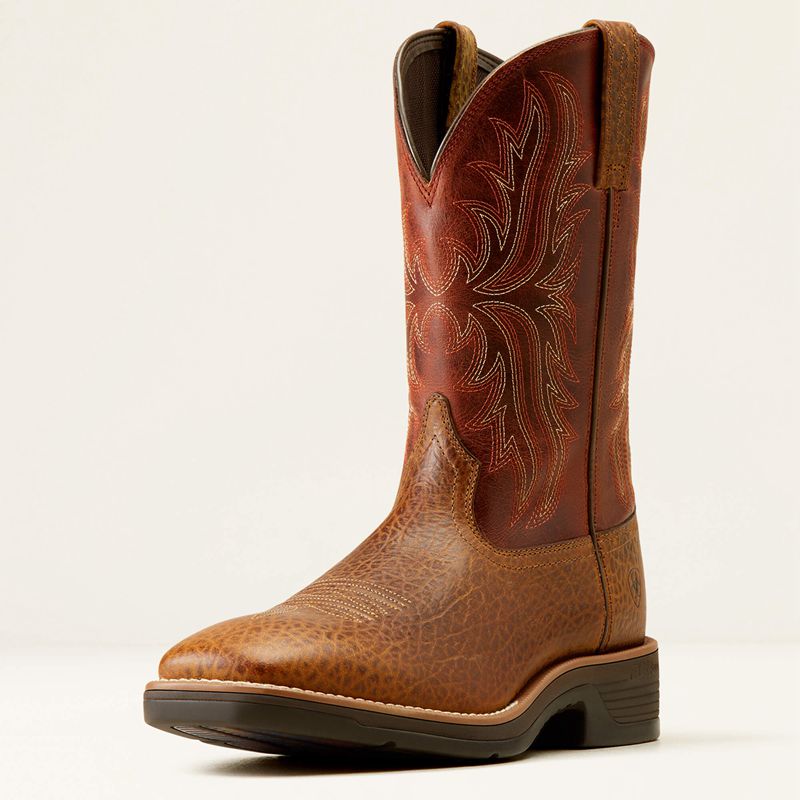 Ariat Ridgeback Cowboy Boot Tan Bull Emboss/Orange Rust Polska | HXPIQE-098