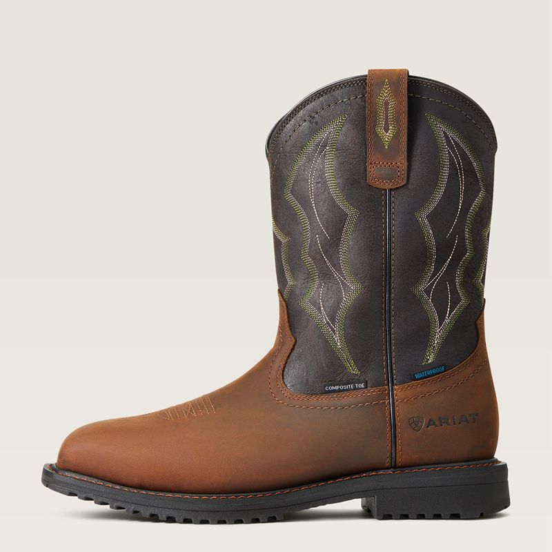 Ariat Rigtek Wide Square Toe Waterproof Composite Toe Work Boot Brązowe Polska | IZJMKW-208