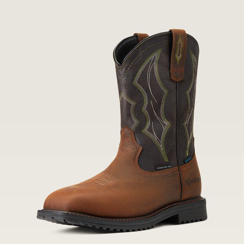 Ariat Rigtek Wide Square Toe Waterproof Composite Toe Work Boot Brązowe Polska | IZJMKW-208