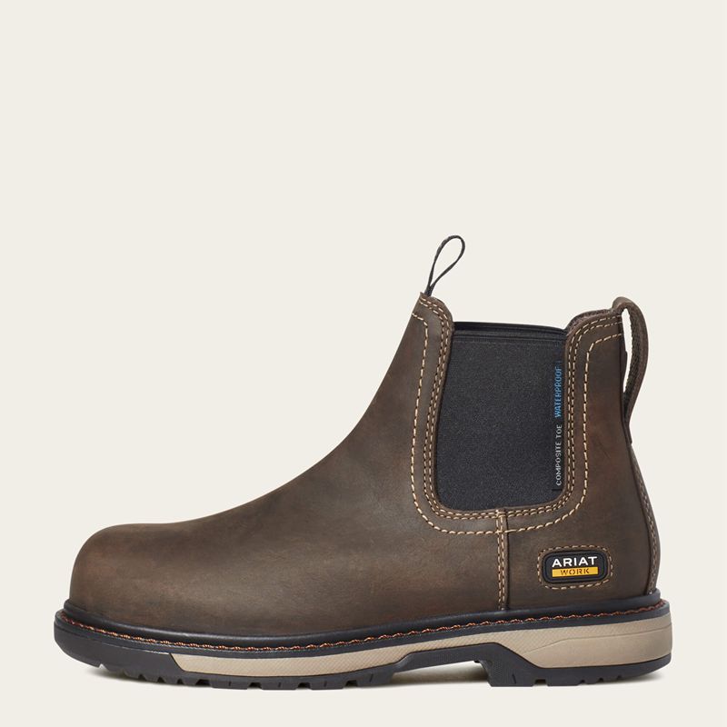 Ariat Riveter Chelsea Csa Waterproof Composite Toe Work Boot Ciemny Brązowe Polska | OZJBQR-356