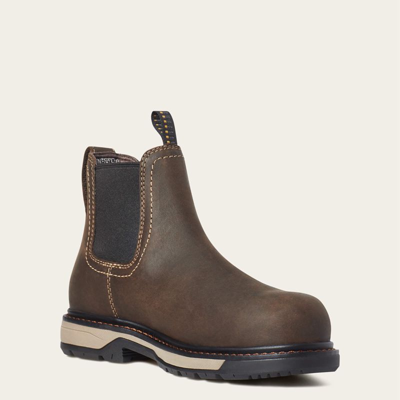 Ariat Riveter Chelsea Csa Waterproof Composite Toe Work Boot Ciemny Brązowe Polska | OZJBQR-356