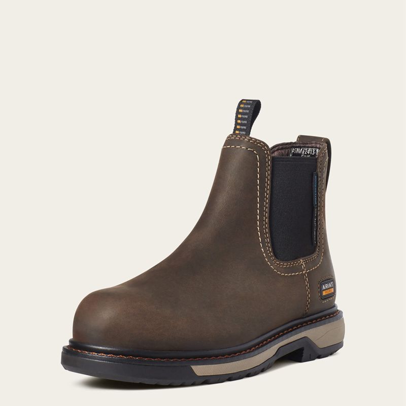 Ariat Riveter Chelsea Csa Waterproof Composite Toe Work Boot Ciemny Brązowe Polska | OZJBQR-356