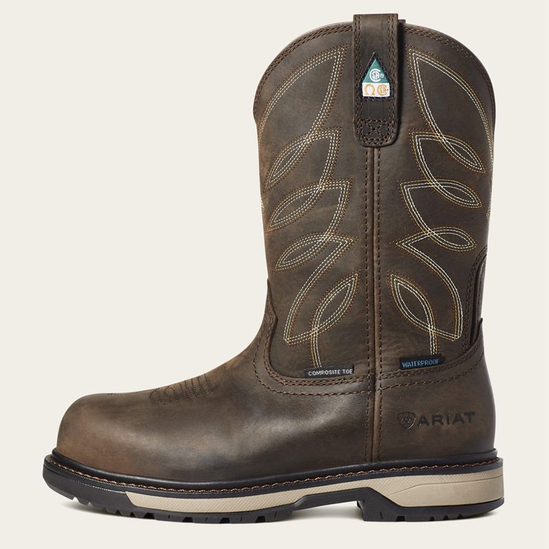 Ariat Riveter Csa Waterproof Composite Toe Work Boot Ciemny Brązowe Polska | RMLYVF-398