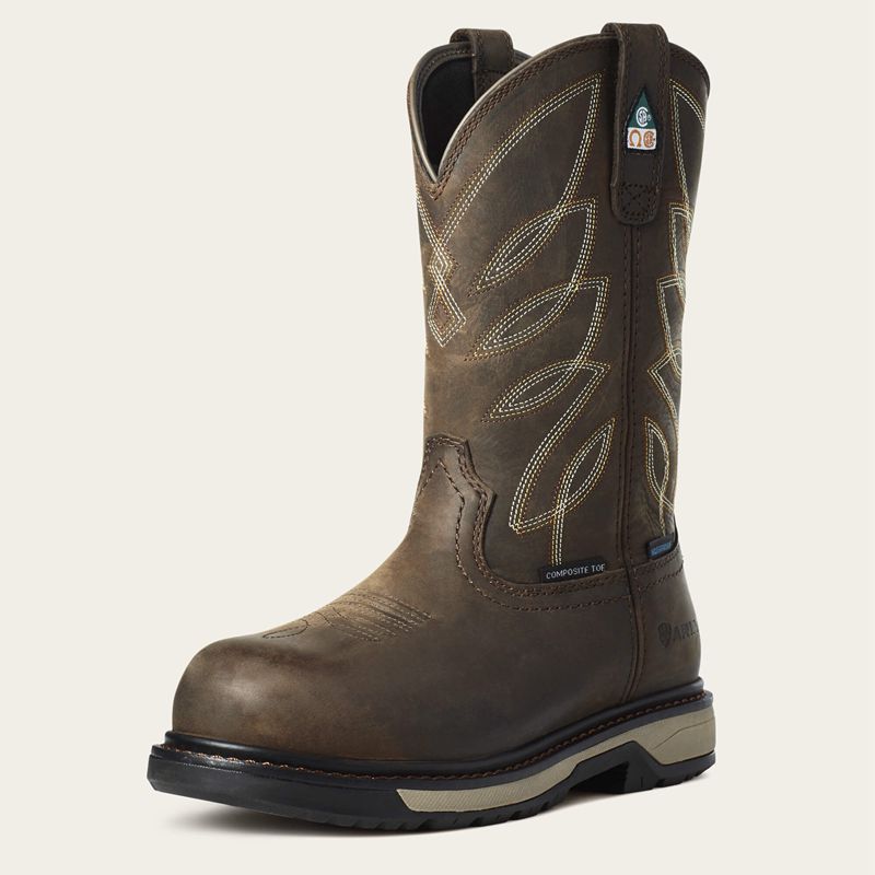 Ariat Riveter Csa Waterproof Composite Toe Work Boot Ciemny Brązowe Polska | RMLYVF-398