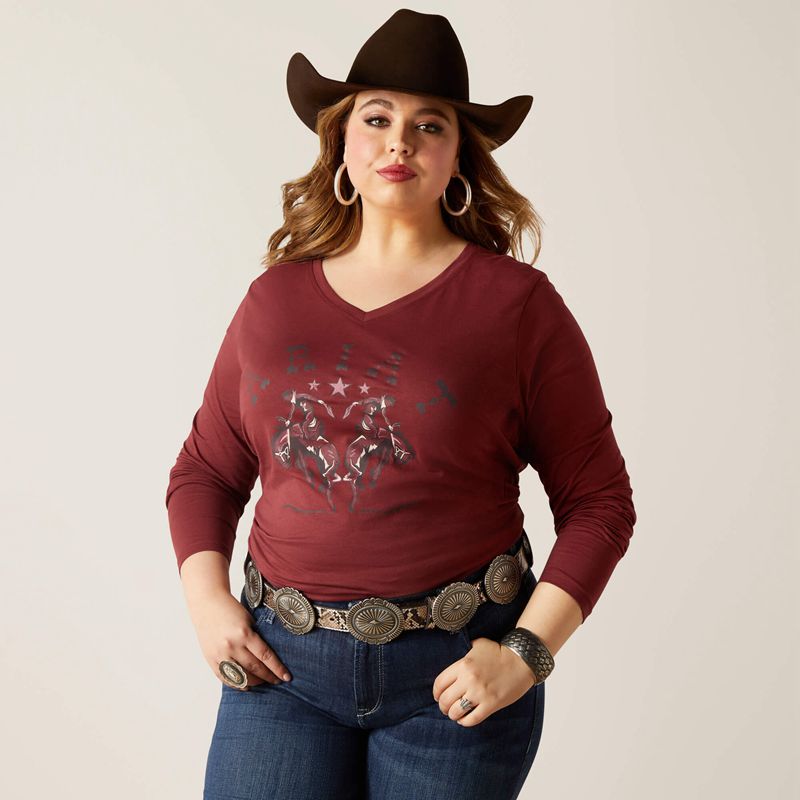 Ariat Rodeo T-Shirt Czerwone Polska | HSFQIG-195