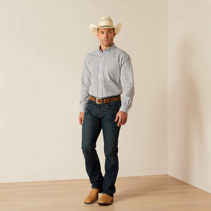 Ariat Ronald Classic Fit Shirt Niebieskie Polska | MYAVWF-593