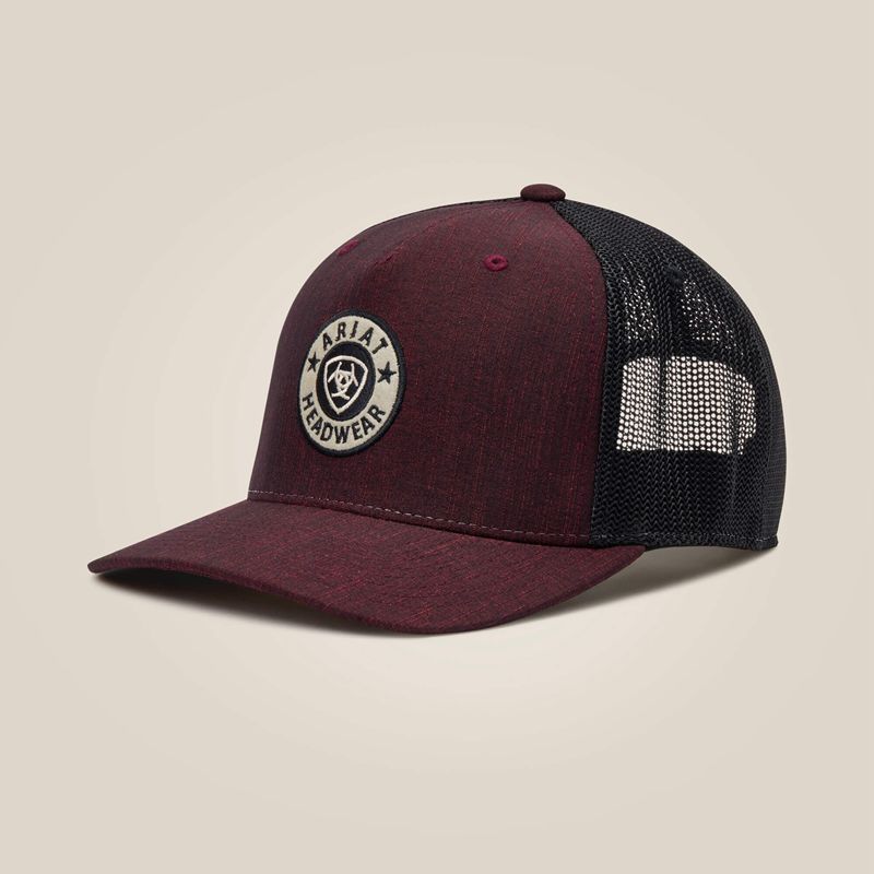 Ariat Round Logo Patch Cap Wine Polska | BLTVGU-975