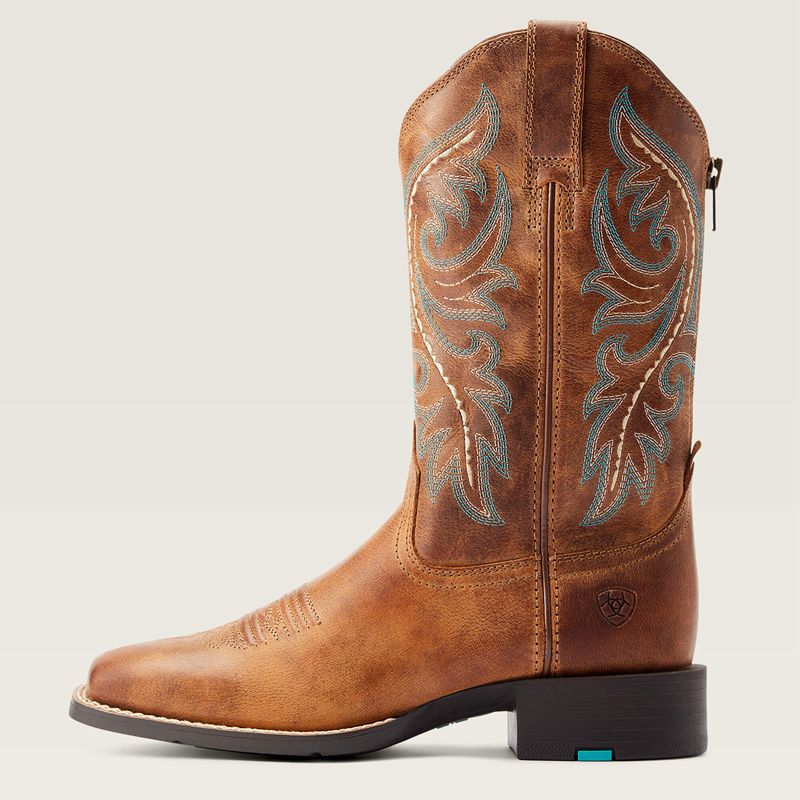 Ariat Round Up Back Zip Western Boot Desert Sand Polska | EIQYLU-985