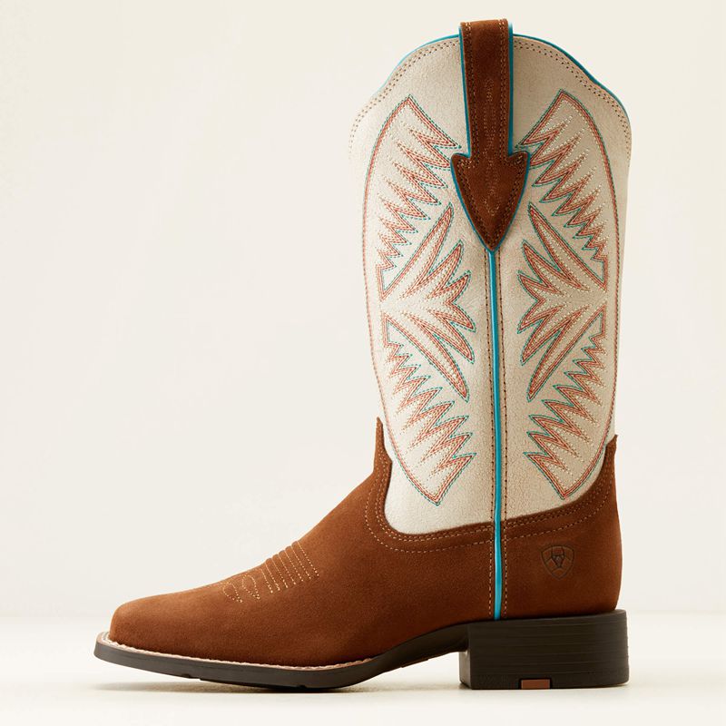 Ariat Round Up Ruidoso Western Boot Cedar Roughout/Matte Pearl Suede Polska | DLGJHF-025