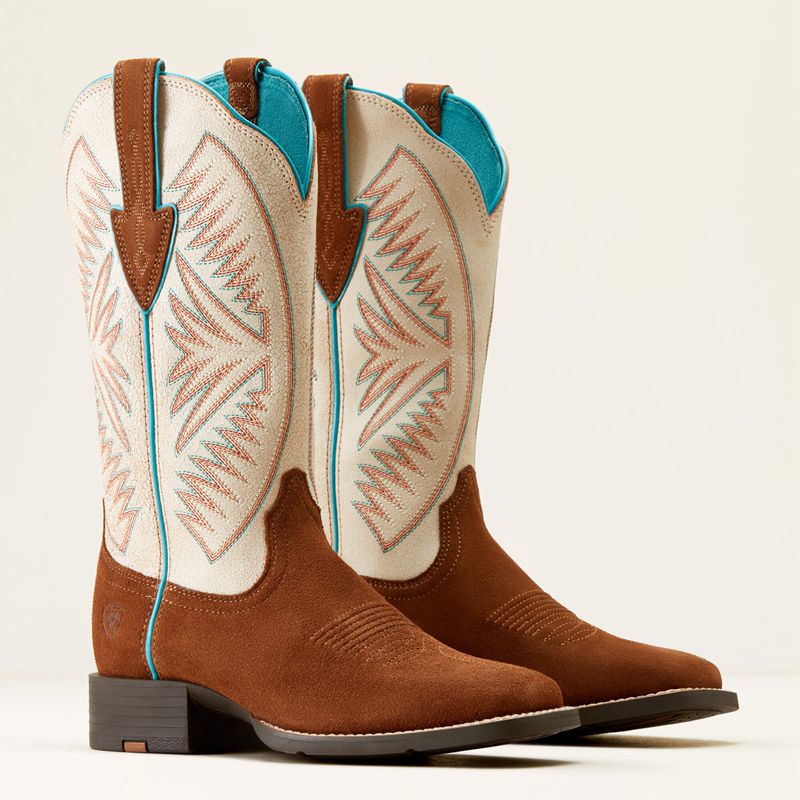 Ariat Round Up Ruidoso Western Boot Cedar Roughout/Matte Pearl Suede Polska | DLGJHF-025