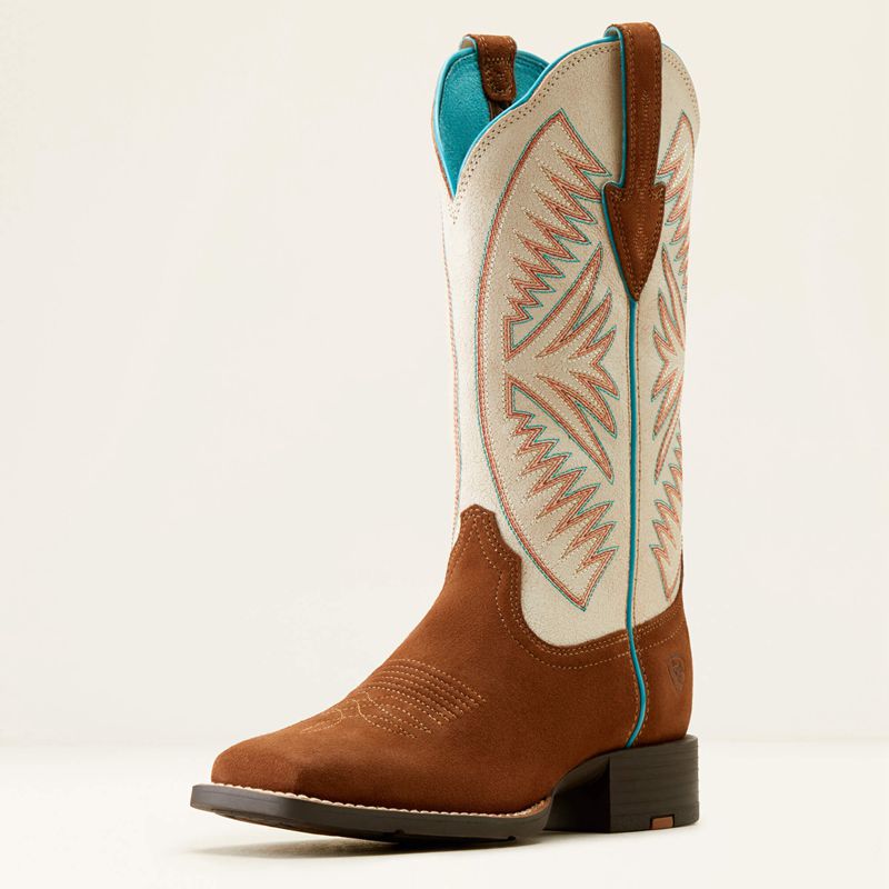 Ariat Round Up Ruidoso Western Boot Cedar Roughout/Matte Pearl Suede Polska | DLGJHF-025