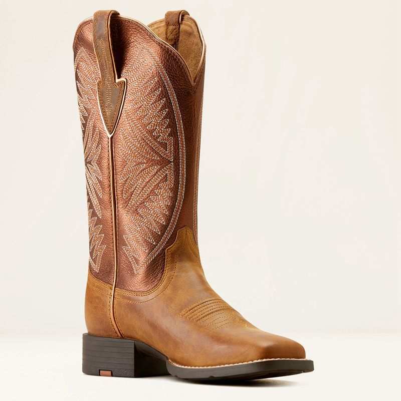 Ariat Round Up Ruidoso Western Boot Pearl/Burnished Chestnut Polska | XVUSGM-019