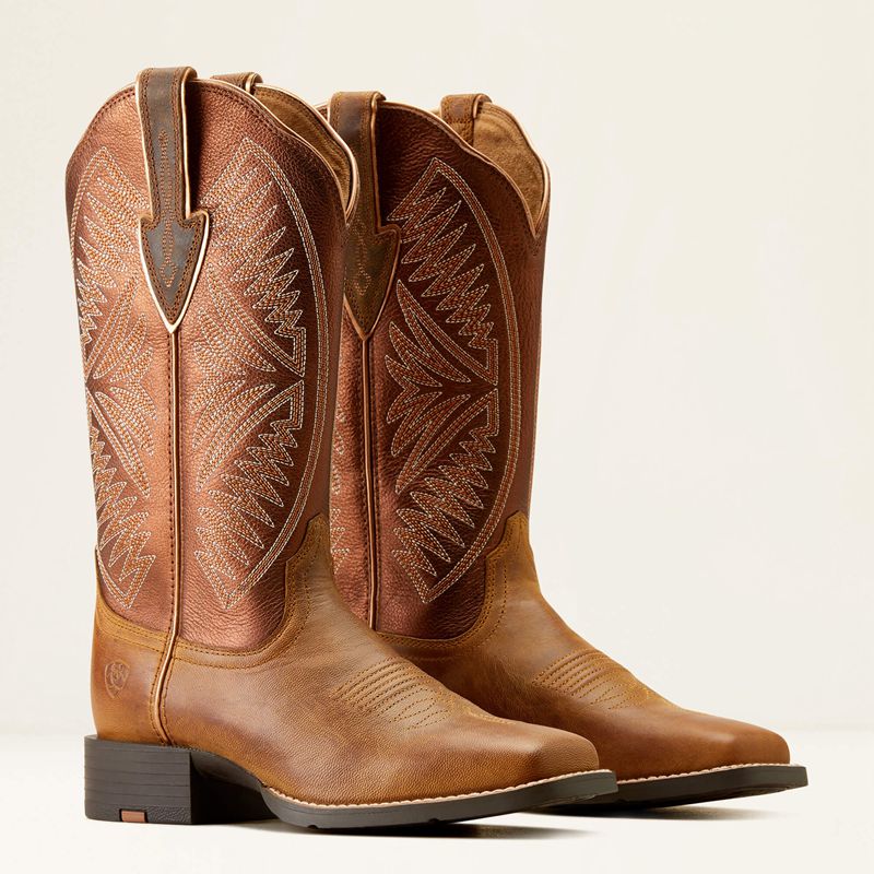 Ariat Round Up Ruidoso Western Boot Pearl/Burnished Chestnut Polska | XVUSGM-019