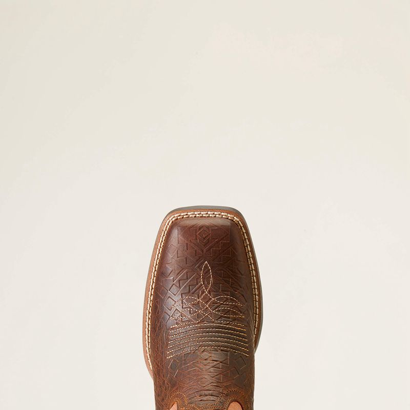 Ariat Round Up Wide Square Toe Stretchfit Western Boot Toasted Blanket Emboss Polska | GEOQKC-149