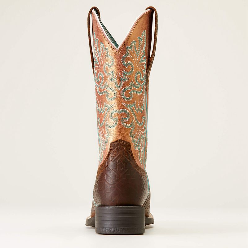 Ariat Round Up Wide Square Toe Stretchfit Western Boot Toasted Blanket Emboss Polska | GEOQKC-149