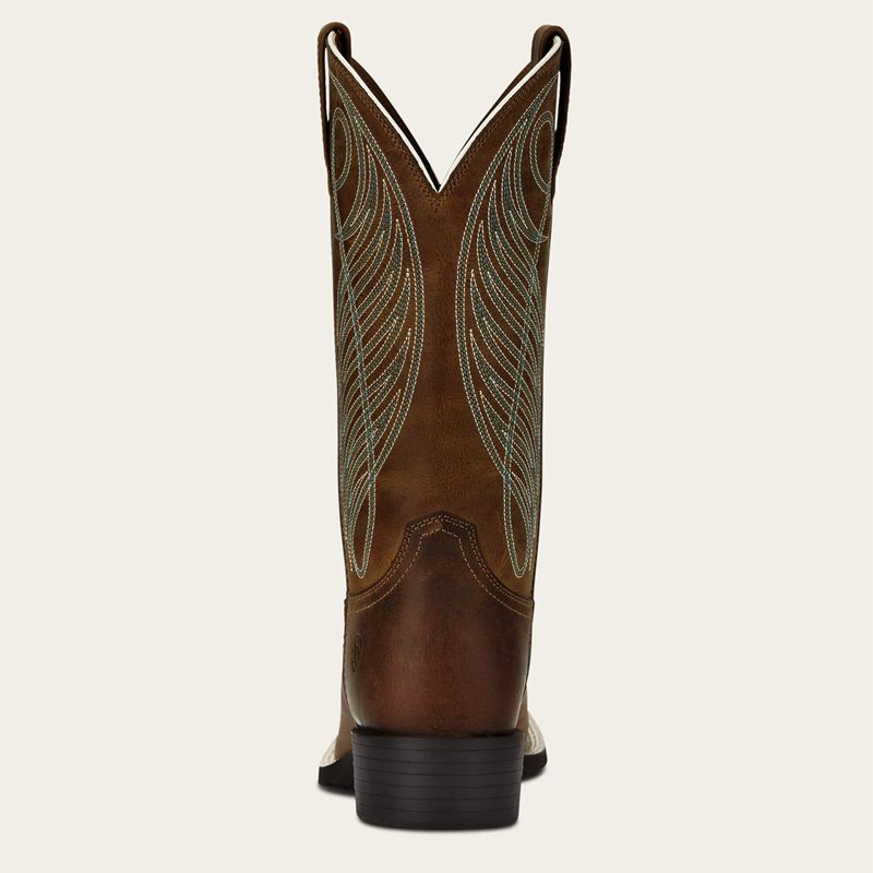 Ariat Round Up Wide Square Toe Western Boot Brązowe Polska | ZNTQOD-396