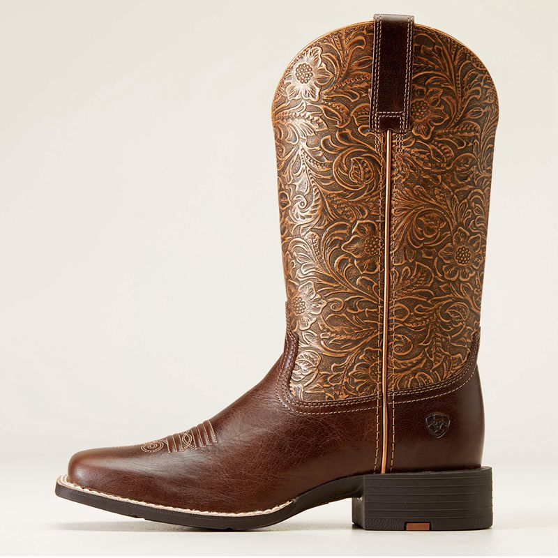 Ariat Round Up Wide Square Toe Western Boot Brązowe Polska | IAZPNO-834